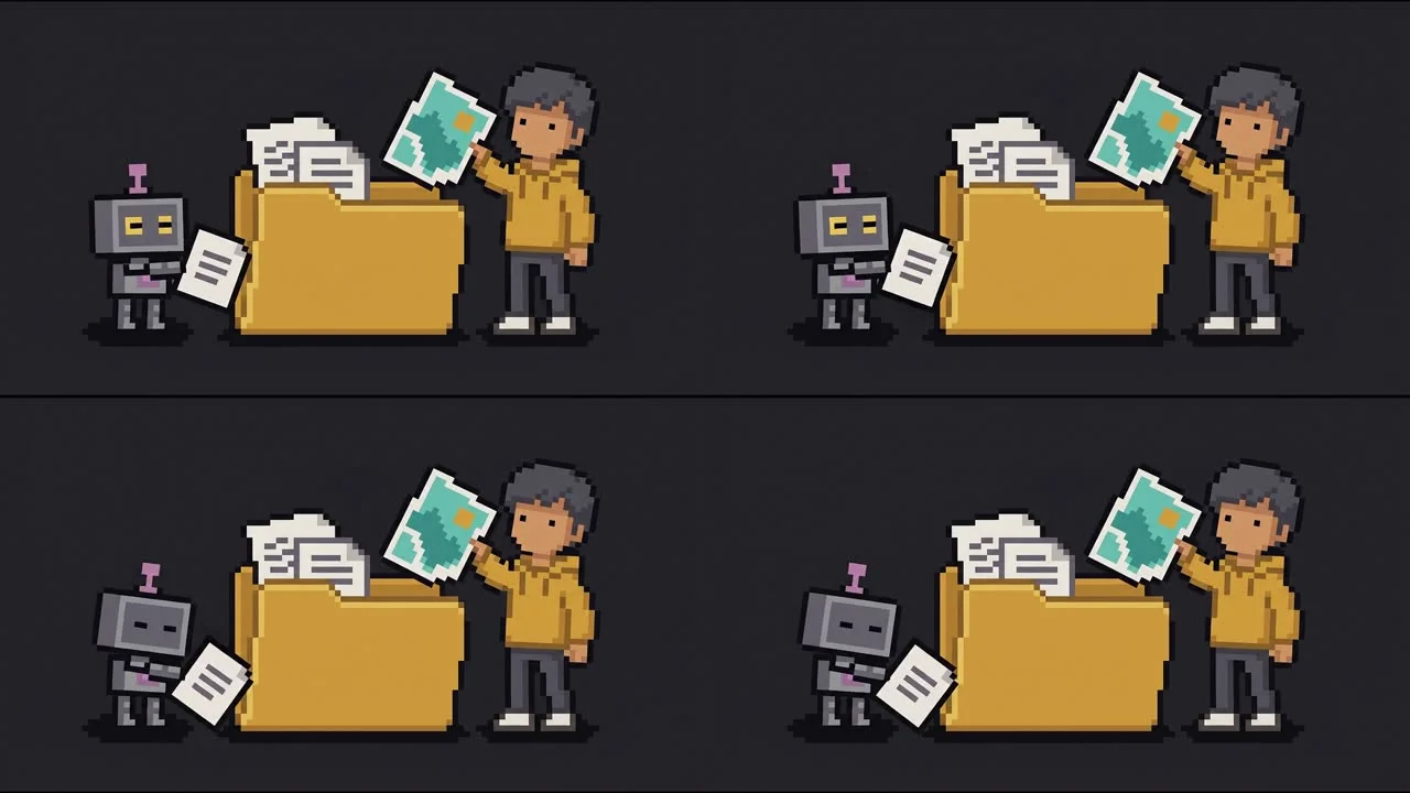 A frame sheet: four frames of that clip from the same second, in a two by two grid.
